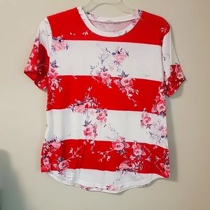Red/white floral top